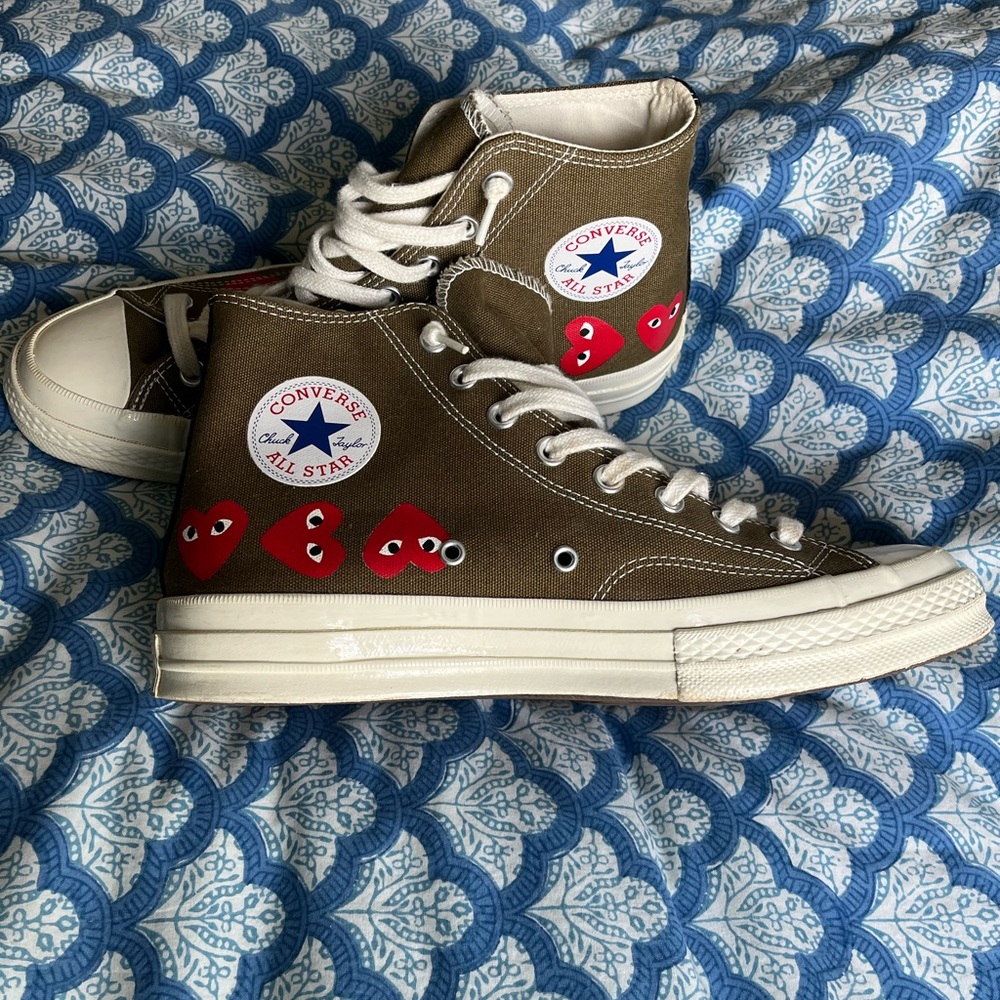 Comme des Garcons Play x Chuck 70 Hi Top 'Multi Heart' Olive M9/ W11